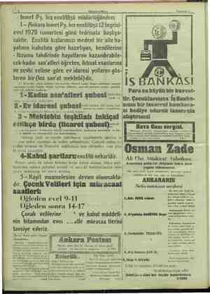    0 Hakimiyeti Milliye İsmet Pş. kız enstitüsü müdürlüğünden: 1 — Ankara İsmetPş. kız enstitüşü 12 teşrini- evel 1929...