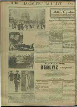  HAKİMİYETİ MİLLİYE (iLAN CUMARTESİ 8 MART 1930 Her yerde 5 kurüğ Dış Hekimi Alı Riza F ie Balıkpazarında polis noktası...