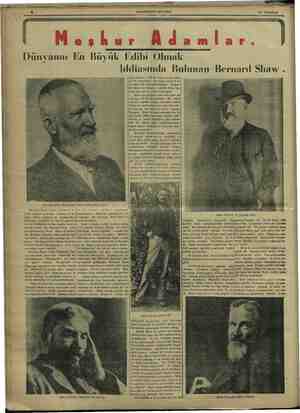      6 HAKIMIYETİ MİLLİYE AZ “UM Dünyanın En Büyük Edibi Olmak İddiasında Bulunan Bernard Shaw r Shaw'ın 1879 da ikmal etmiş