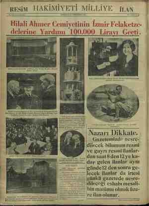  — a RESİ No. 3352: On birinci sene. 1 HAKİMİYETİ MİLLİYE ÇARŞAMBA 12 TEŞRİNİSANİ 1930 İLAN Her yerde 5 kuruş. İngiliz b...