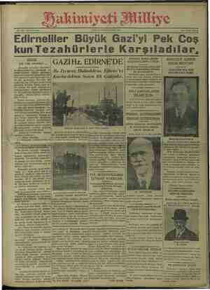    No. 3393: On birinci sene. Bi SALI 23 KANUNUEVEL 1930. — Her yerde $ kuruş, Edirneliler Büyük Gazi'yi Pek Coş...