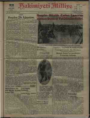 Hakimiyet-i Milliye Gazetesi 26 Ağustos 1931 kapağı