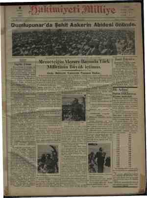 Hakimiyet-i Milliye Gazetesi 1 Eylül 1931 kapağı