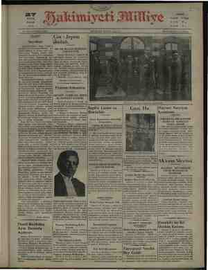 Hakimiyet-i Milliye Gazetesi 27 Eylül 1931 kapağı