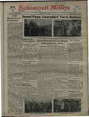Hakimiyet-i Milliye Gazetesi 20 Ekim 1931 kapağı