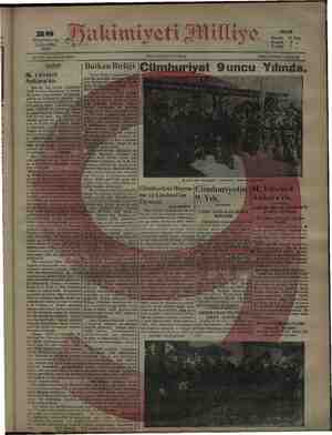 Hakimiyet-i Milliye Gazetesi 28 Ekim 1931 kapağı