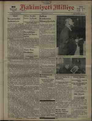 Hakimiyet-i Milliye Gazetesi 31 Ekim 1931 kapağı