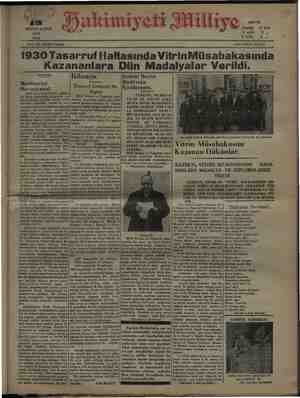 Hakimiyet-i Milliye Gazetesi 15 Aralık 1931 kapağı