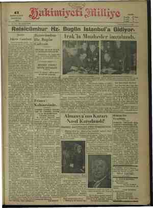 Hakimiyet-i Milliye Gazetesi 11 Ocak 1932 kapağı