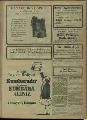    i ŞUBAT. HAKİMİYETİ MİLLİYE Türkiye iş Bankası Bayram Hediyesi Kumbaradır KUMBARA HAVACILIK VE SPOR MECMUASININ 27...