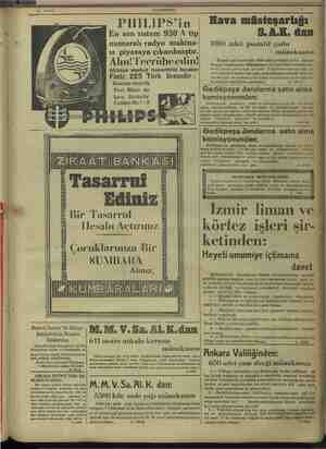    HAKİMİYETİ ! PHILIPS'in En son sistem 930 A tip numaralı radyo makina-| sı piyasaya çıkarılmıştır. Alın! Tecrübe edin!...