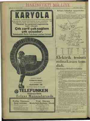     E ARİ MİLLİYE No. 3840: ON UÇUNCU SENE, ÇARŞAMBA 23 MART 1932 HER YERDE 5 KURUŞ i Ankara belediye riyasetinden 4 | Arsa