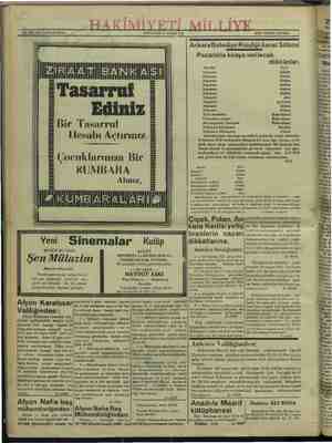    No. 3865: ON ÜÇÜNCÜ SENE, Bir HAKİMİYETİ MİLLİYE el ld Ni Tasarruf PERŞEMBE 21 NİSAN 1932 Vİ Xi K Hesabı Açtırınız....