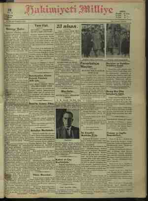 Hakimiyet-i Milliye Gazetesi 22 Nisan 1932 kapağı