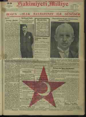 Hakimiyet-i Milliye Gazetesi 23 Nisan 1932 kapağı