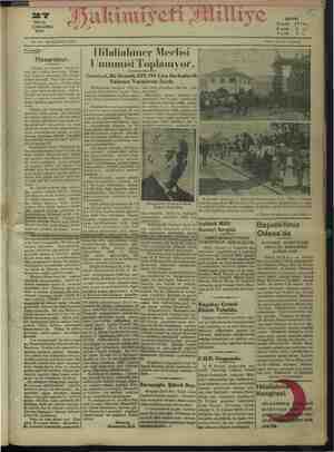 Hakimiyet-i Milliye Gazetesi 27 Nisan 1932 kapağı