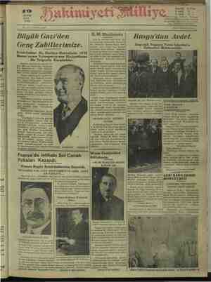 Hakimiyet-i Milliye Gazetesi 10 Mayıs 1932 kapağı