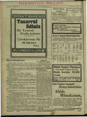    kn ea ETA YIS No. 3885: 14 ÜNCÜ SENE. MEL ii Bir Tasarruf HAKIMIYETT MILLIYE ÇARŞAMBA 11 MAYIS 1932 ilesabı Açtırınız & a