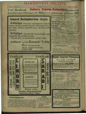    HAKİMİYETİ MİLLİYE No. 3904: 13 ÜNCÜ SENE. k PAZARTESİ 30 MAYIS 1932 HER YERDE 5 «URUŞ. a. Yeni Basılacak (Amkara Telefon