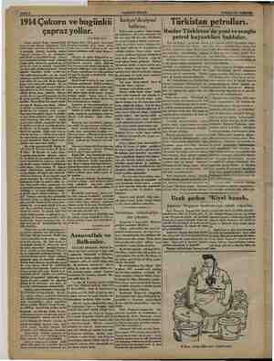    . ıp SAYFA 6 ; “HAKİMİYETİ MİLLİYE  MANİSAN 1934 CUMARTESİ 1914 Çukuru ve bugünkü Türkistan petrolları. çapraz yollar....
