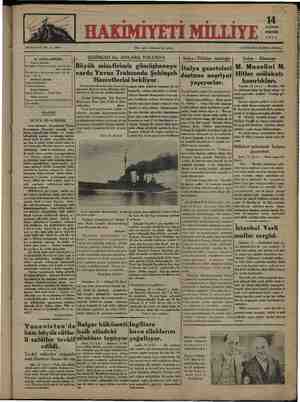 Hakimiyet-i Milliye Gazetesi 14 Haziran 1934 kapağı