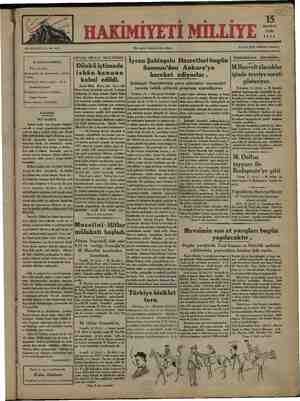 Hakimiyet-i Milliye Gazetesi 15 Haziran 1934 kapağı