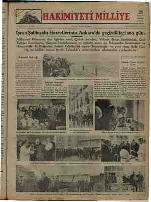 Hakimiyet-i Milliye Gazetesi 21 Haziran 1934 kapağı