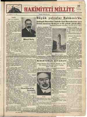 Hakimiyet-i Milliye Gazetesi 25 Haziran 1934 kapağı