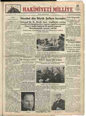 Hakimiyet-i Milliye Gazetesi 27 Haziran 1934 kapağı