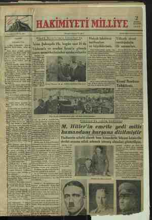 Hakimiyet-i Milliye Gazetesi 2 Temmuz 1934 kapağı