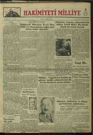 Hakimiyet-i Milliye Gazetesi 4 Temmuz 1934 kapağı