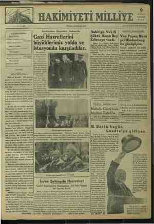 Hakimiyet-i Milliye Gazetesi 9 Temmuz 1934 kapağı