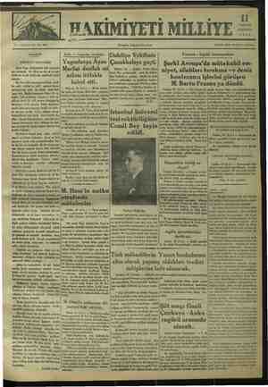 Hakimiyet-i Milliye Gazetesi 11 Temmuz 1934 kapağı