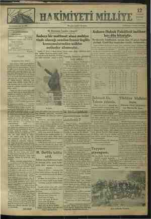 Hakimiyet-i Milliye Gazetesi 12 Temmuz 1934 kapağı