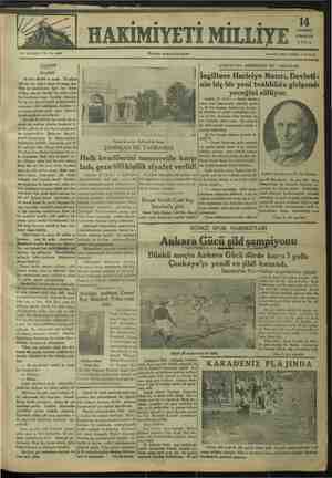 Hakimiyet-i Milliye Gazetesi 14 Temmuz 1934 kapağı