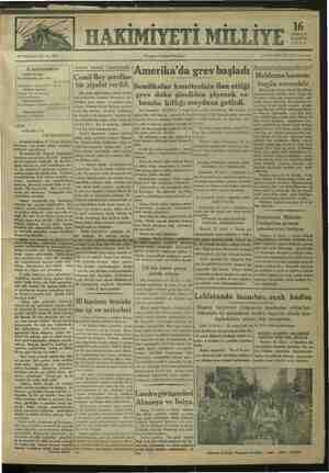 Hakimiyet-i Milliye Gazetesi 16 Temmuz 1934 kapağı