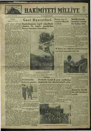 Hakimiyet-i Milliye Gazetesi 17 Temmuz 1934 kapağı