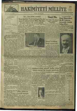 Hakimiyet-i Milliye Gazetesi 19 Temmuz 1934 kapağı