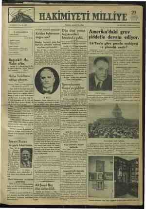 Hakimiyet-i Milliye Gazetesi 23 Temmuz 1934 kapağı