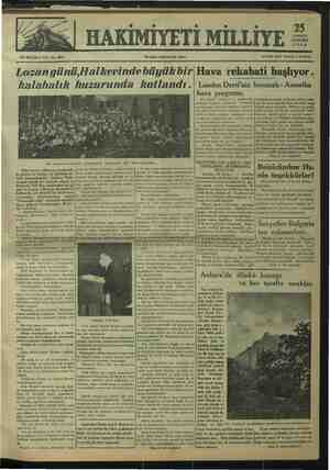 Hakimiyet-i Milliye Gazetesi 25 Temmuz 1934 kapağı
