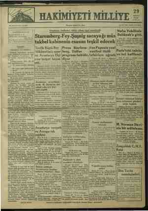 Hakimiyet-i Milliye Gazetesi 29 Temmuz 1934 kapağı