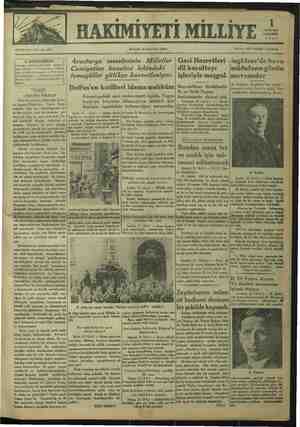 Hakimiyet-i Milliye Gazetesi 1 Ağustos 1934 kapağı