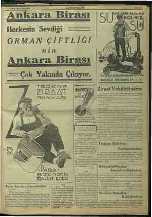    1 AĞUSTOS 1934 ÇARŞAMBA HAKİMİYETİ MİLLİYE <5 SAYIFA7 Ankara Birası a e vg Herkesin Sevdiği ORMAN ÇİFTLİĞİ nın Ankara...