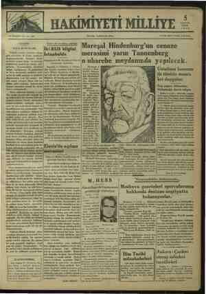 Hakimiyet-i Milliye Gazetesi 5 Ağustos 1934 kapağı