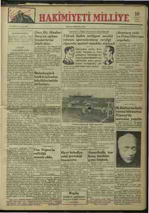 Hakimiyet-i Milliye Gazetesi 10 Ağustos 1934 kapağı