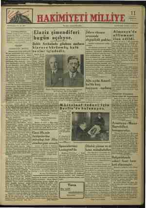 Hakimiyet-i Milliye Gazetesi August 11, 1934 kapağı