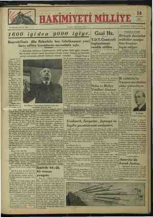 Hakimiyet-i Milliye Gazetesi August 14, 1934 kapağı