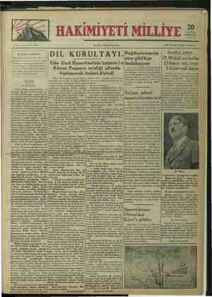 Hakimiyet-i Milliye Gazetesi August 20, 1934 kapağı