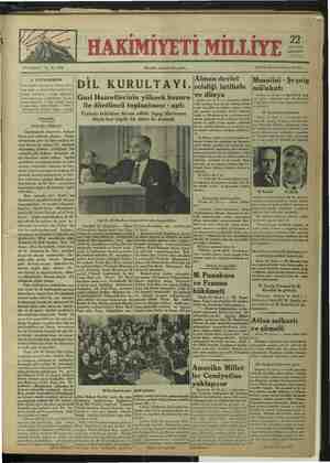 Hakimiyet-i Milliye Gazetesi August 22, 1934 kapağı