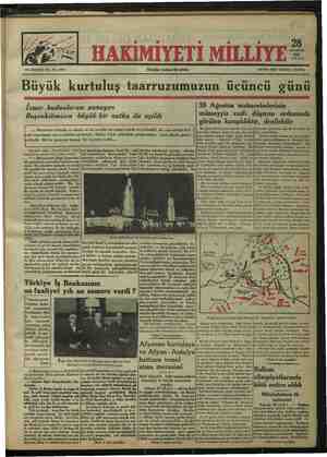 Hakimiyet-i Milliye Gazetesi August 28, 1934 kapağı